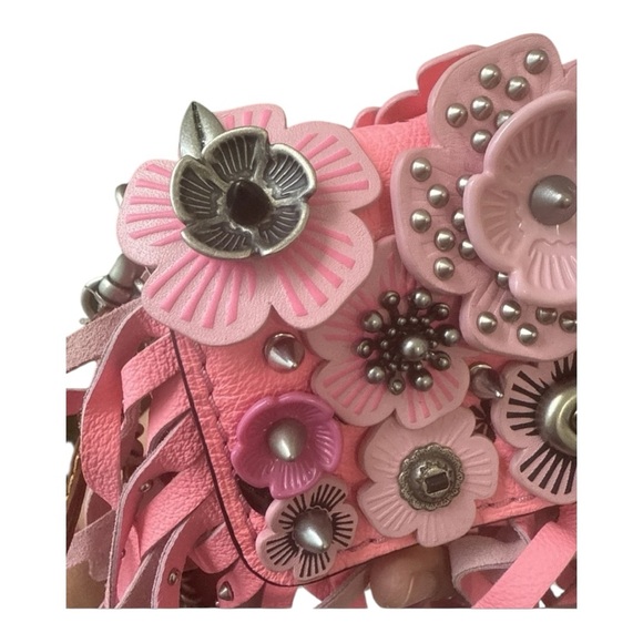 Coach 1941 Dinky 15 Wild Tea Rose Fringe Crossbody Bag NWT Ltd Ed Pink Leather - Picture 14 of 16